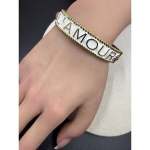 Capucine De Wulf Juliska CDW  18k Gold Plated White Enamel Bangle Bracelet